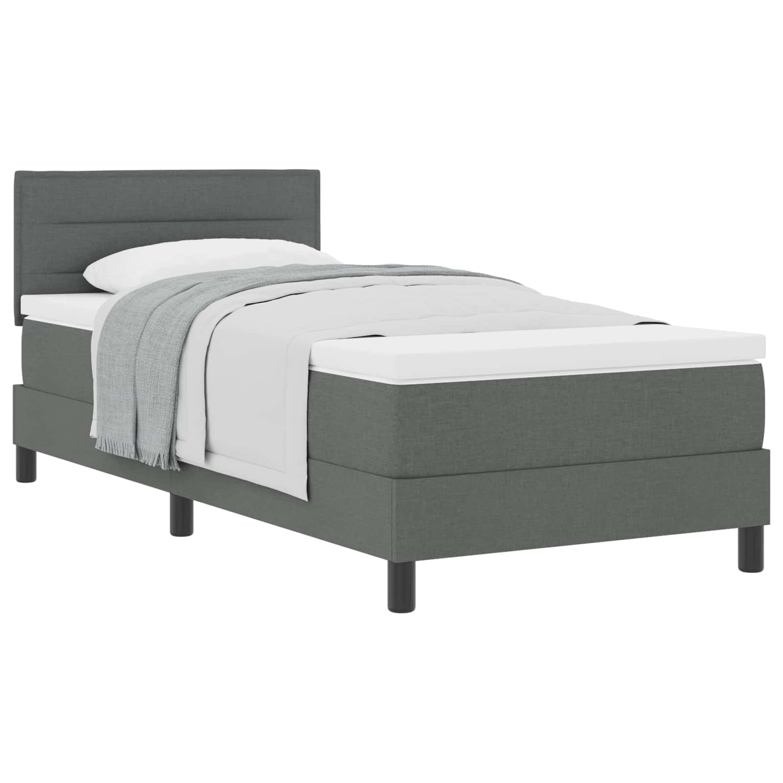 Box spring seng med hovedgærde Mørkegrå 100 x 200 cm Stof