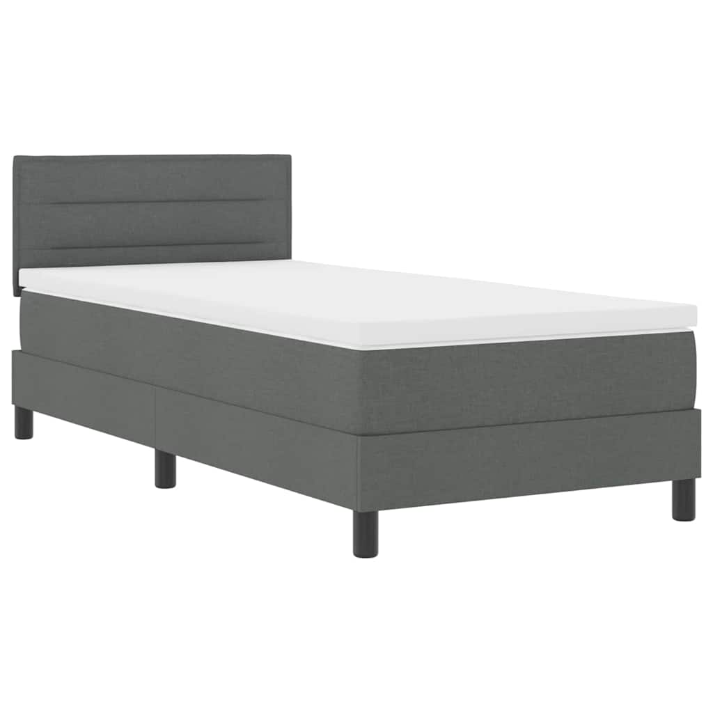 Box spring seng med hovedgærde Mørkegrå 100 x 200 cm Stof
