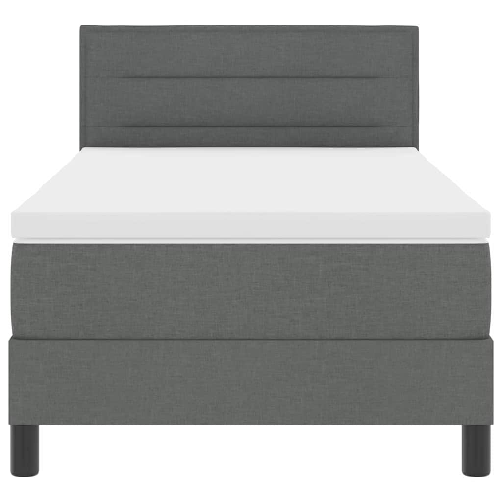 Box spring seng med hovedgærde Mørkegrå 100 x 200 cm Stof