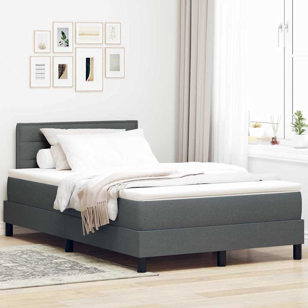 Box spring seng med hovedgærde Mørkegrå 120 x 200 cm Stof