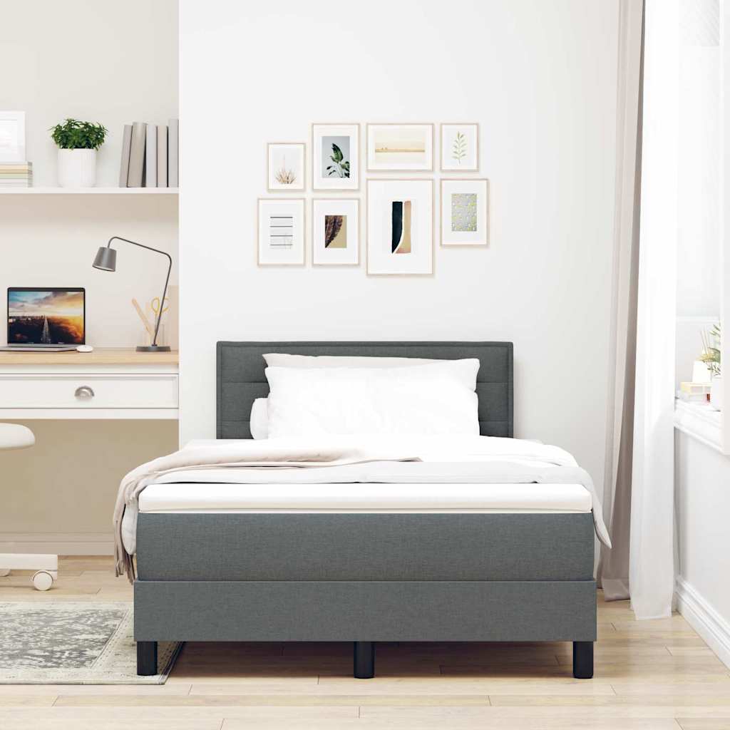 Box spring seng med hovedgærde Mørkegrå 120 x 200 cm Stof