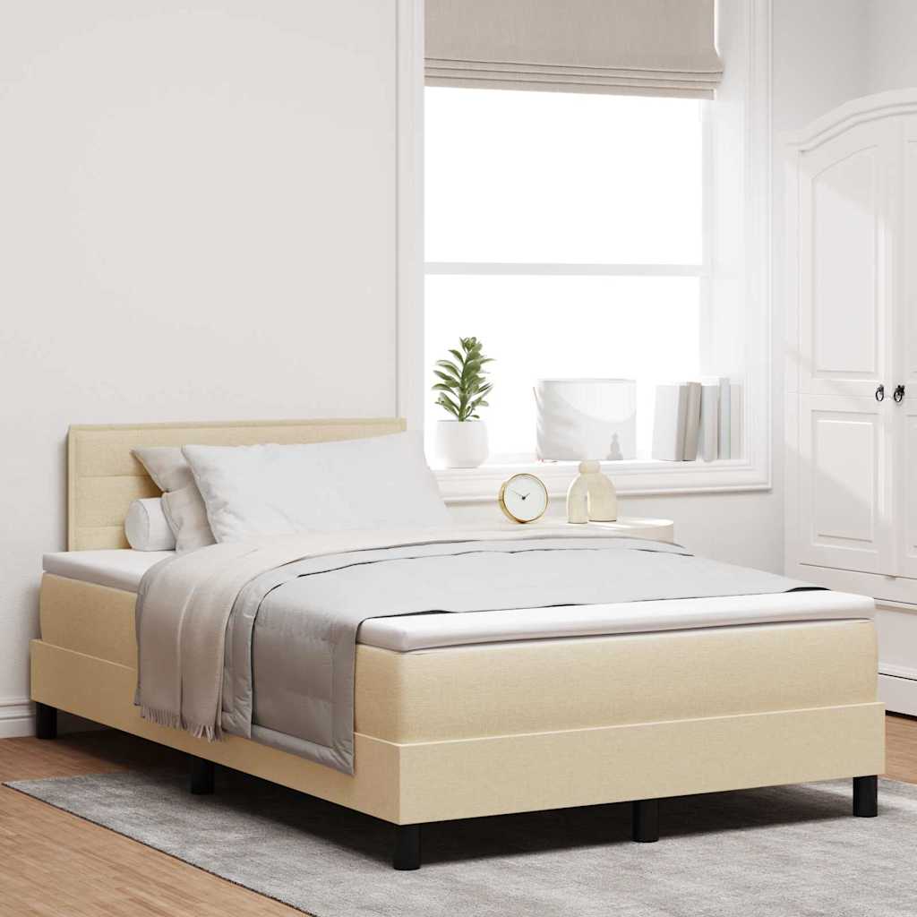 Box spring seng med hovedgrde Creme 120 x 200 cm Stof