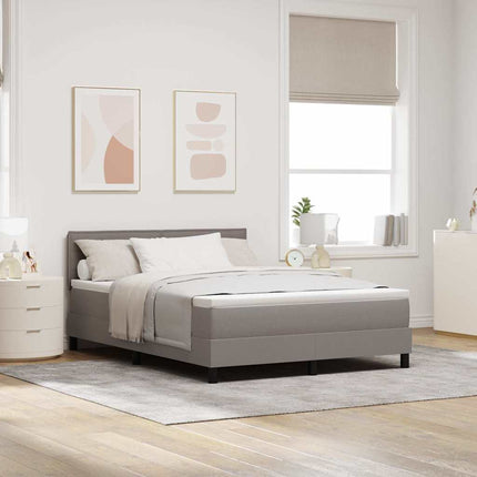 Box spring seng med hovedgærde Gråbrun 140 x 190 cm Stof
