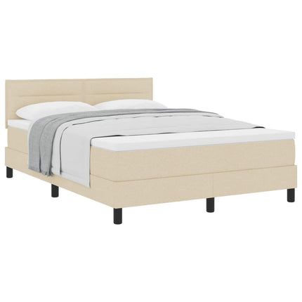 Box spring seng med pude med hovedgærde Creme 140 x 190 cm Stof