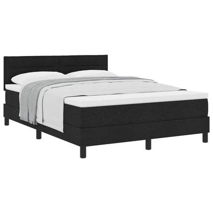 Box spring seng med pude med hovedgærde Sort 140 x 200 cm Stof