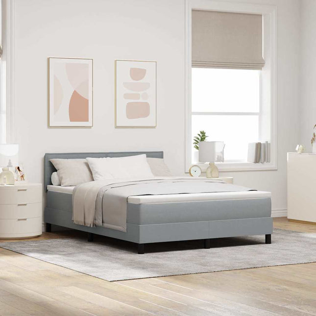 Box spring seng med hovedgærde Lysegrå 160 x 200 cm Stof