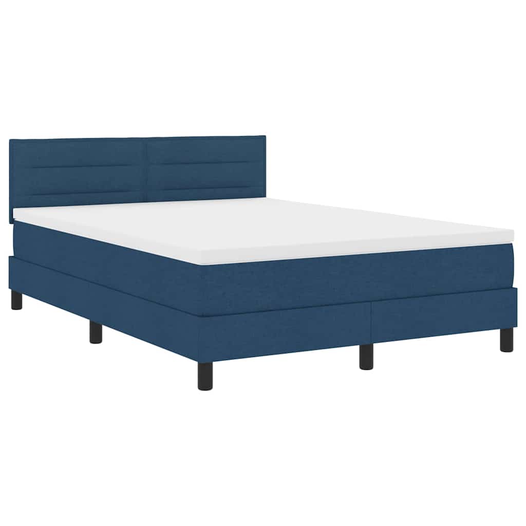 Box spring seng med pude med hovedgærde Blå 160 x 200 cm Stof