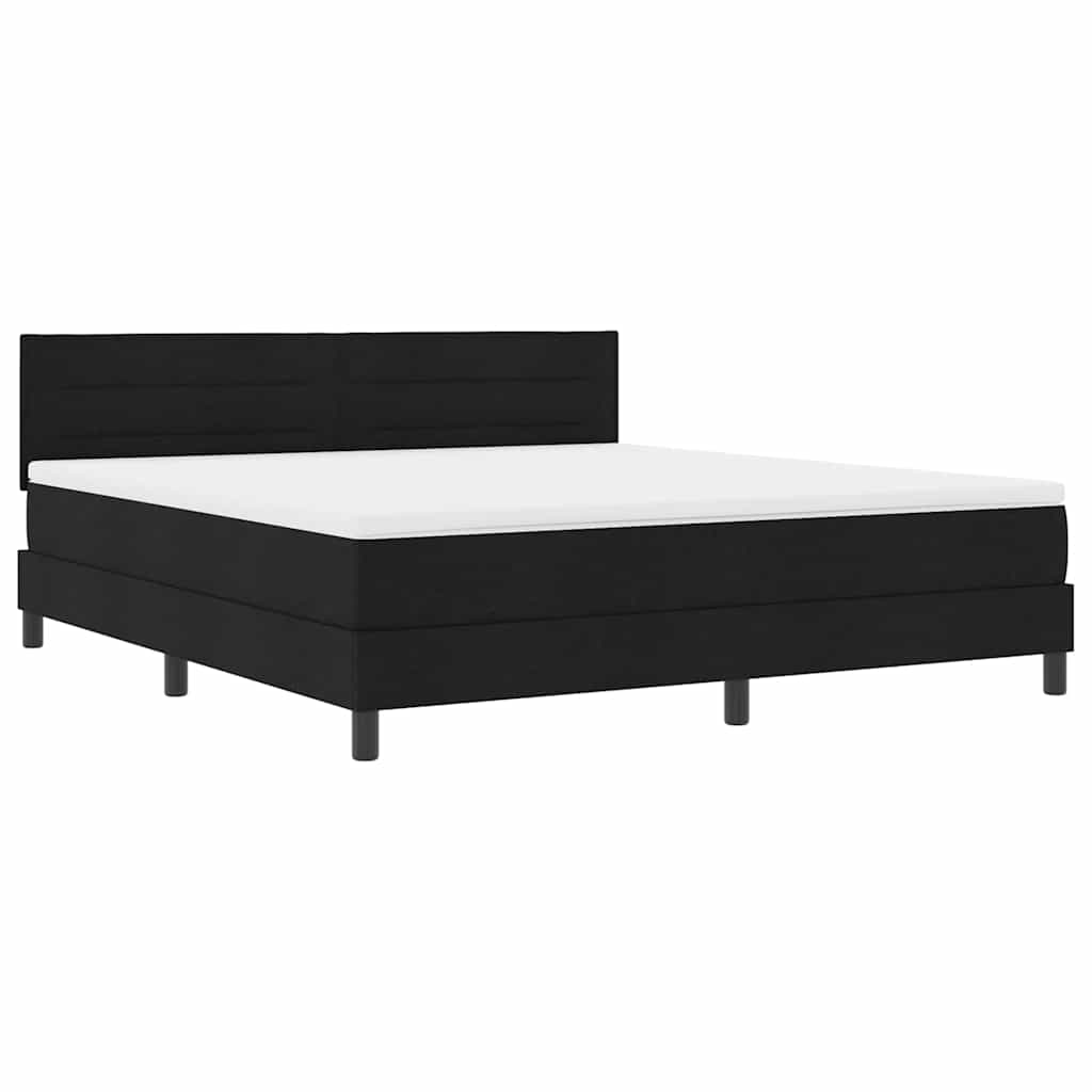 Box spring seng med hovedgærde Sort 180 x 200 cm Stof