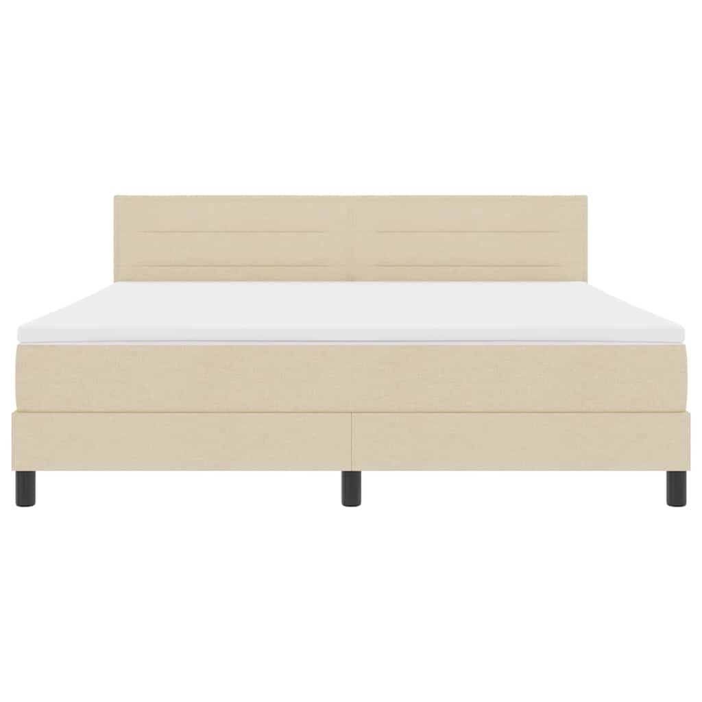 Box spring seng med pude med hovedgærde Creme 180 x 200 cm Stof