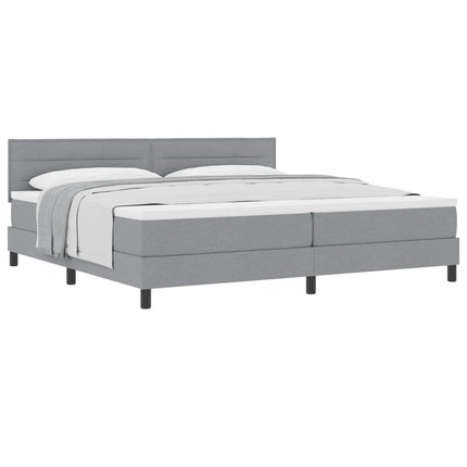 Box spring seng med hovedgærde Lysegrå 200 x 200 cm Stof