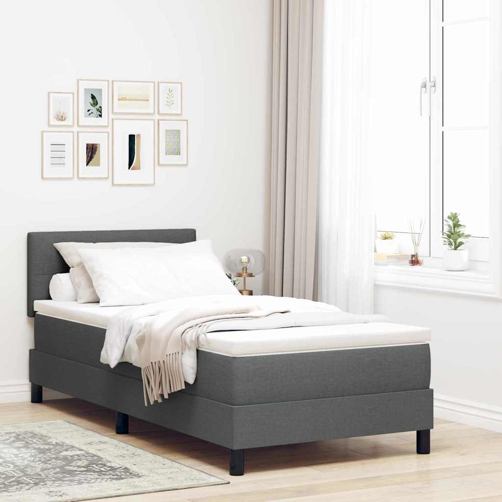 Box spring seng med hovedgrde Mrkegr 80 x 200 cm Stof