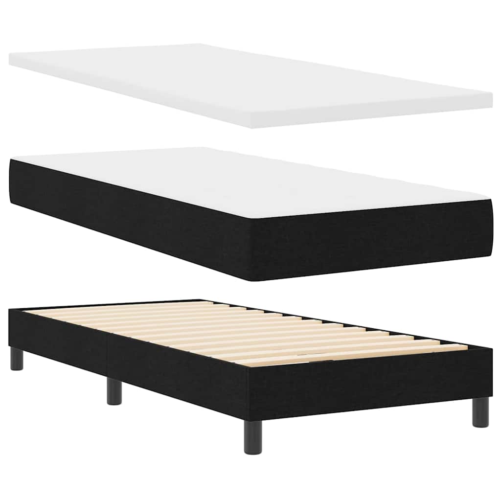 Box spring seng med pude med hovedgærde Sort 80 x 200 cm Stof