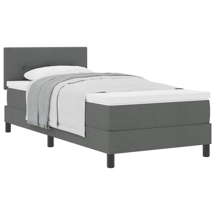 Box spring seng med hovedgærde Mørkegrå 90 x 190 cm Stof