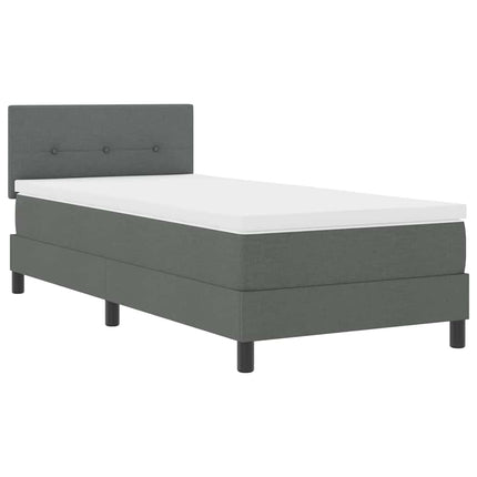 Box spring seng med hovedgærde Mørkegrå 90 x 190 cm Stof
