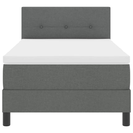 Box spring seng med hovedgærde Mørkegrå 90 x 190 cm Stof