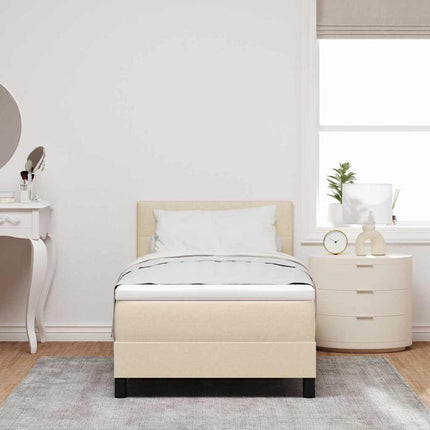Box spring seng med hovedgærde Creme 90 x 200 cm Stof
