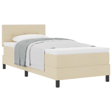 Box spring seng med hovedgærde Creme 90 x 200 cm Stof