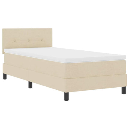 Box spring seng med hovedgærde Creme 90 x 200 cm Stof