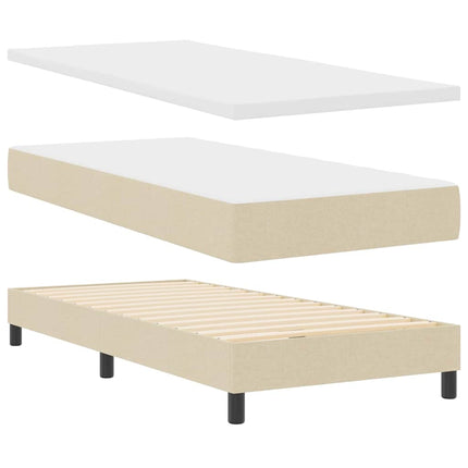 Box spring seng med hovedgærde Creme 90 x 200 cm Stof