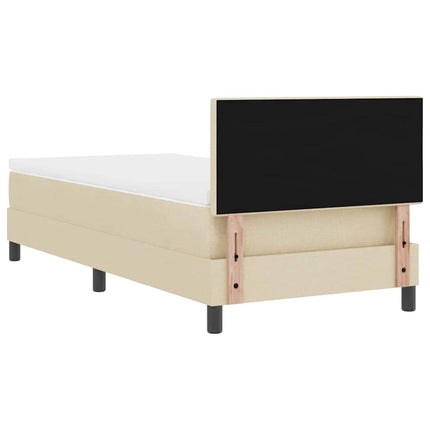 Box spring seng med hovedgærde Creme 90 x 200 cm Stof