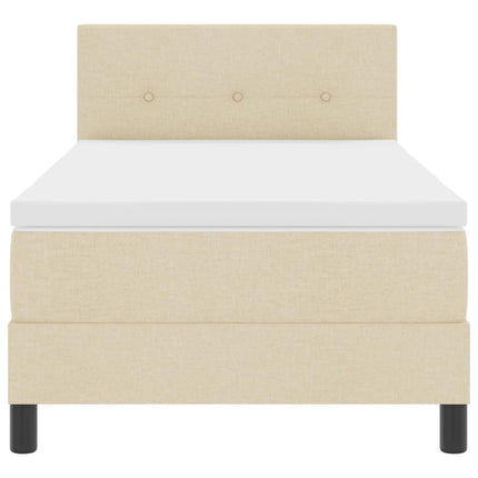 Box spring seng med hovedgærde Creme 90 x 200 cm Stof
