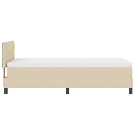 Box spring seng med hovedgærde Creme 90 x 200 cm Stof