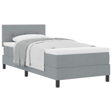 Box spring seng med hovedgærde Lysegrå 100 x 200 cm Stof