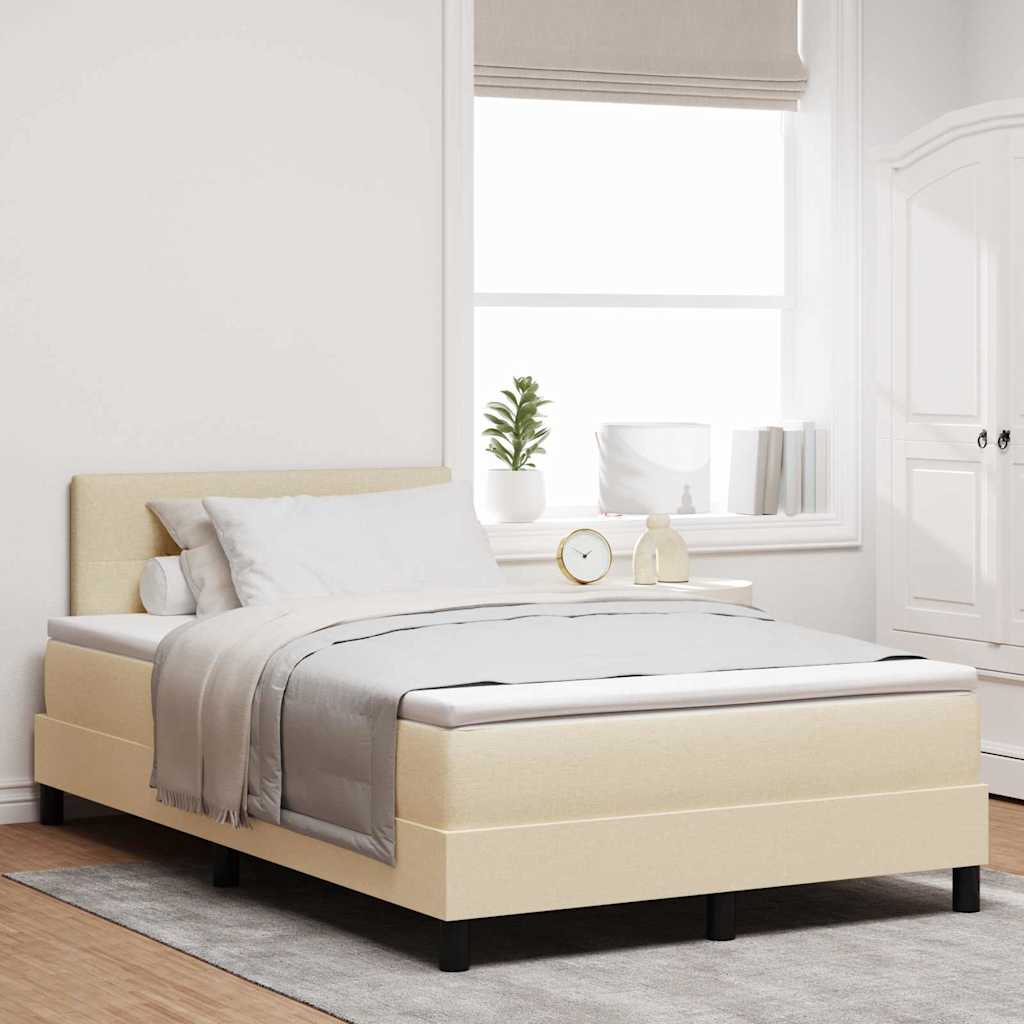 Box spring seng med hovedgrde Creme 120 x 190 cm Stof