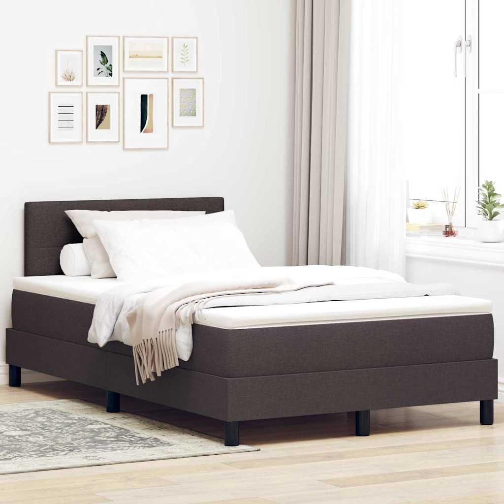 Box spring seng med hovedgrde Mrk Brun 120 x 200 cm Stof