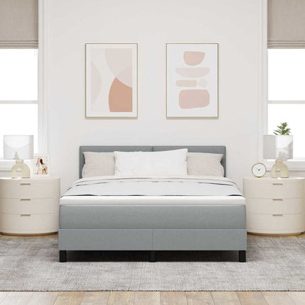 Box spring seng med hovedgærde Lysegrå 140 x 190 cm Stof