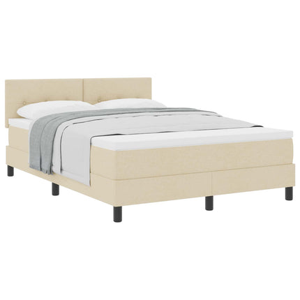 Box spring seng med hovedgærde Creme 140 x 200 cm Stof