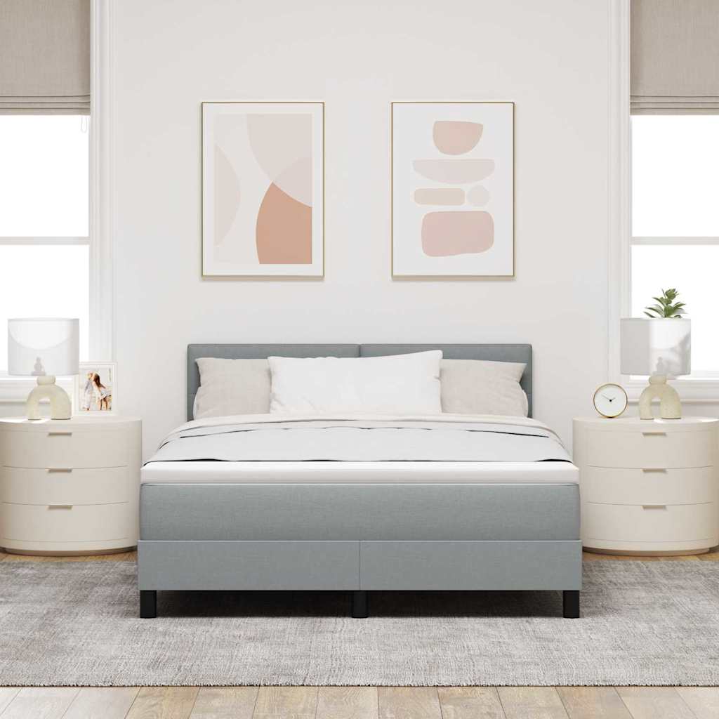 Box spring seng med hovedgærde Lysegrå 160 x 200 cm Stof