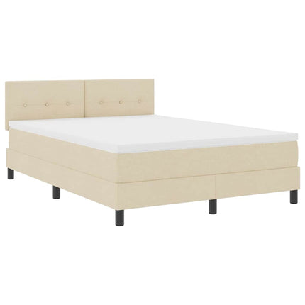 Box spring seng med hovedgærde Creme 160 x 200 cm Stof
