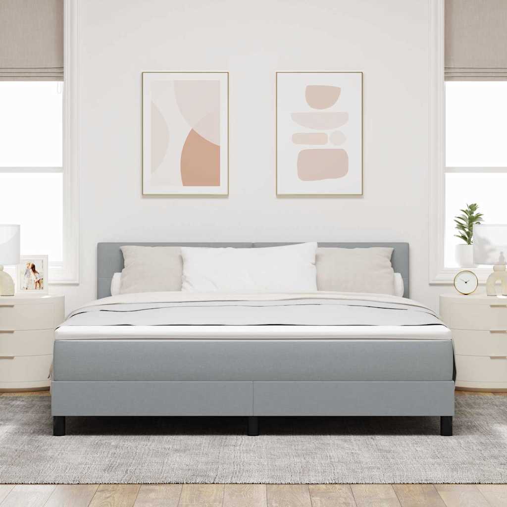 Box spring seng med hovedgærde Lysegrå 180 x 200 cm Stof