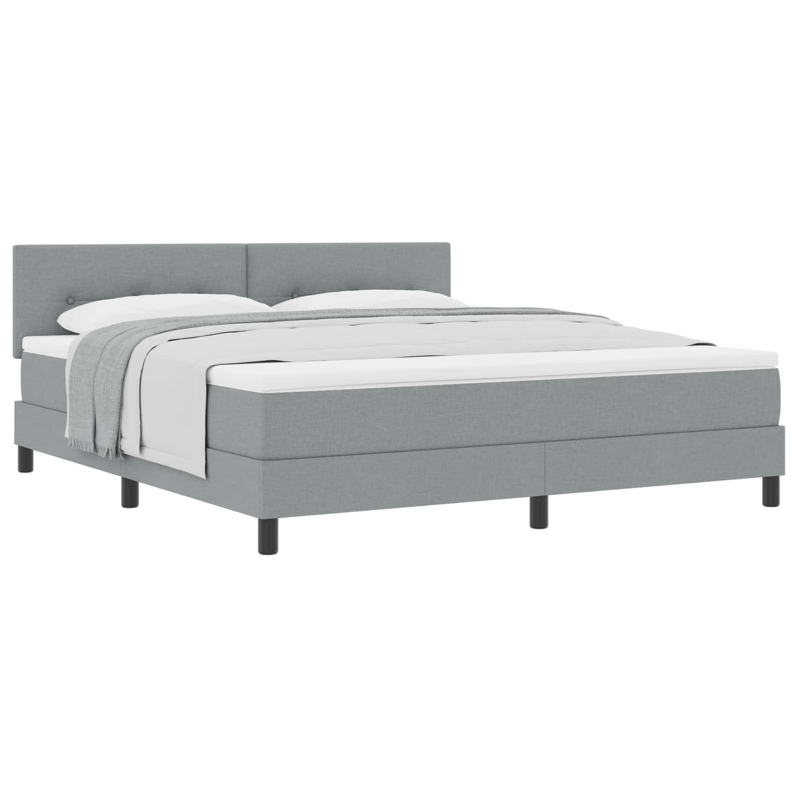 Box spring seng med hovedgærde Lysegrå 180 x 200 cm Stof