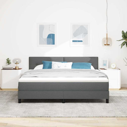 Box spring seng med hovedgærde Mørkegrå 180 x 200 cm Stof