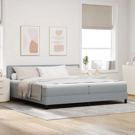 Box spring seng med hovedgærde Lysegrå 200 x 200 cm Stof