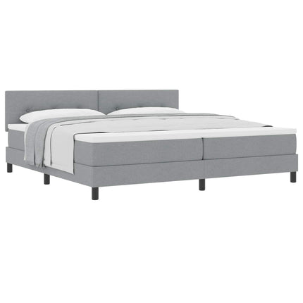 Box spring seng med hovedgærde Lysegrå 200 x 200 cm Stof