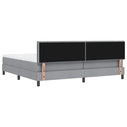 Box spring seng med hovedgærde Lysegrå 200 x 200 cm Stof