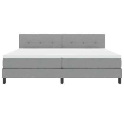 Box spring seng med hovedgærde Lysegrå 200 x 200 cm Stof