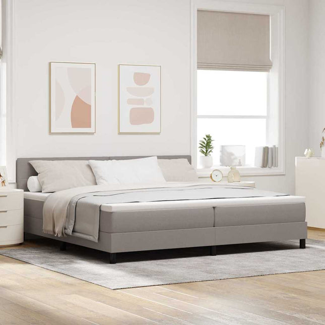 Box spring seng med hovedgærde Gråbrun 200 x 200 cm Stof