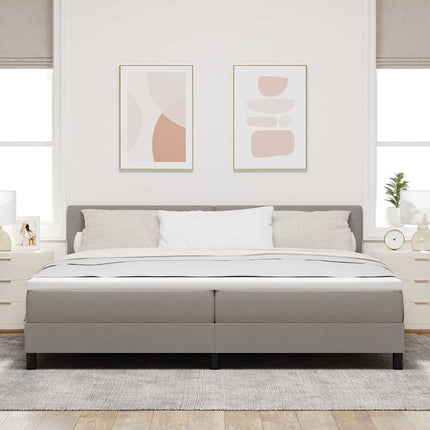 Box spring seng med hovedgærde Gråbrun 200 x 200 cm Stof