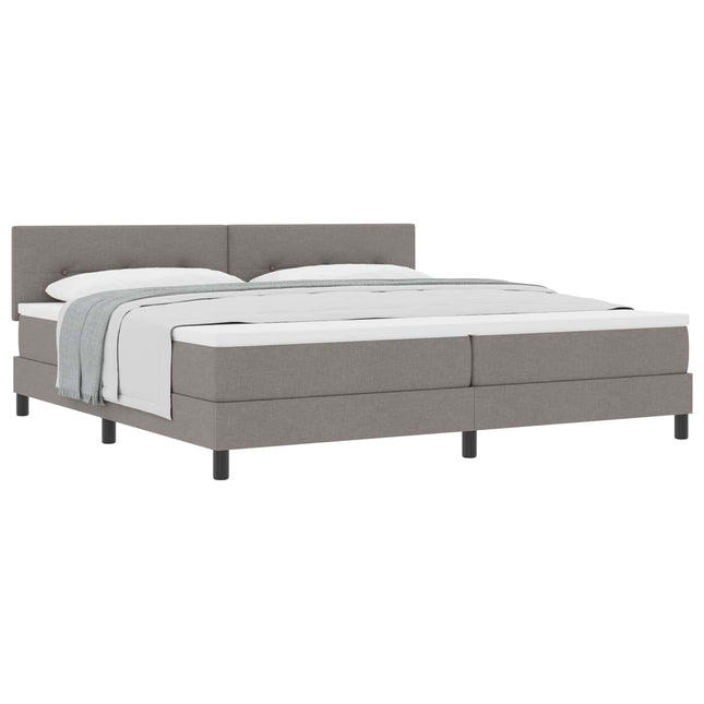 Box spring seng med hovedgærde Gråbrun 200 x 200 cm Stof