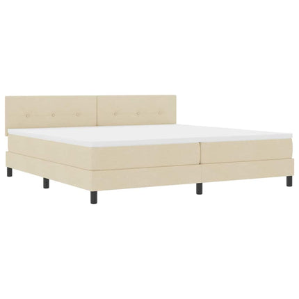 Box spring seng med hovedgærde Creme 200 x 200 cm Stof