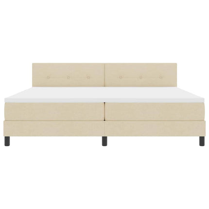 Box spring seng med hovedgærde Creme 200 x 200 cm Stof