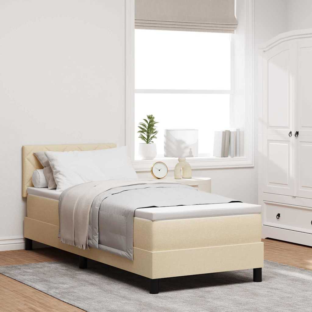 Box spring seng med hovedgrde Creme 80 x 200 cm Stof