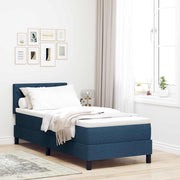 Box spring seng med madras med hovedgærde Blå 80 x 200 cm Stof