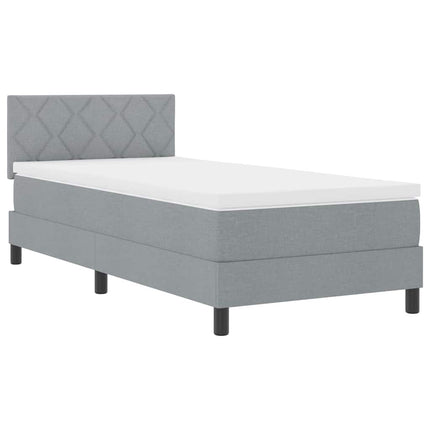 Box spring seng med hovedgærde Lysegrå 90 x 190 cm Stof