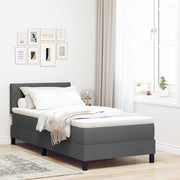Box spring seng med hovedgærde Mørkegrå 90 x 190 cm Stof