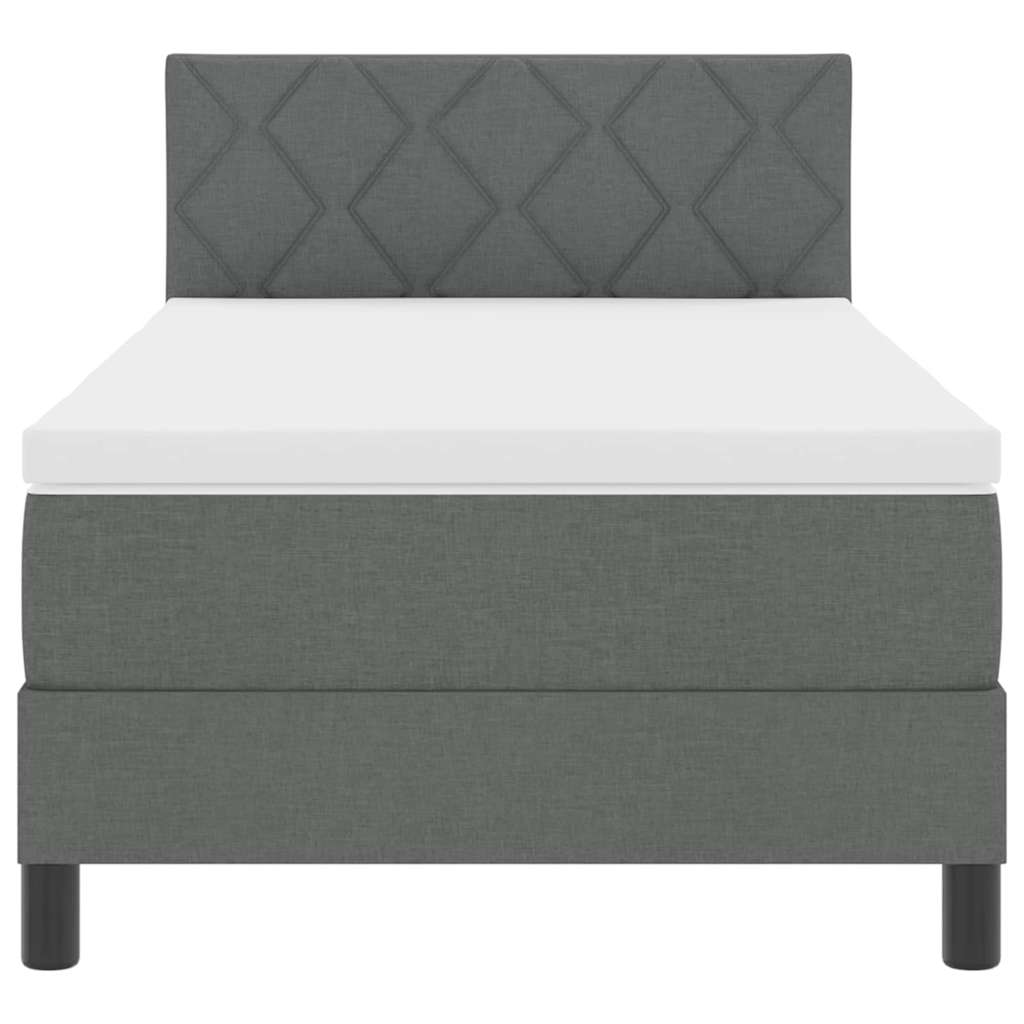 Box spring seng med hovedgærde Mørkegrå 90 x 190 cm Stof